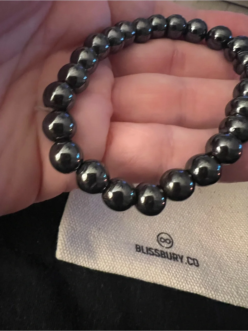 Men's Hematite Bead Bracelet - Black